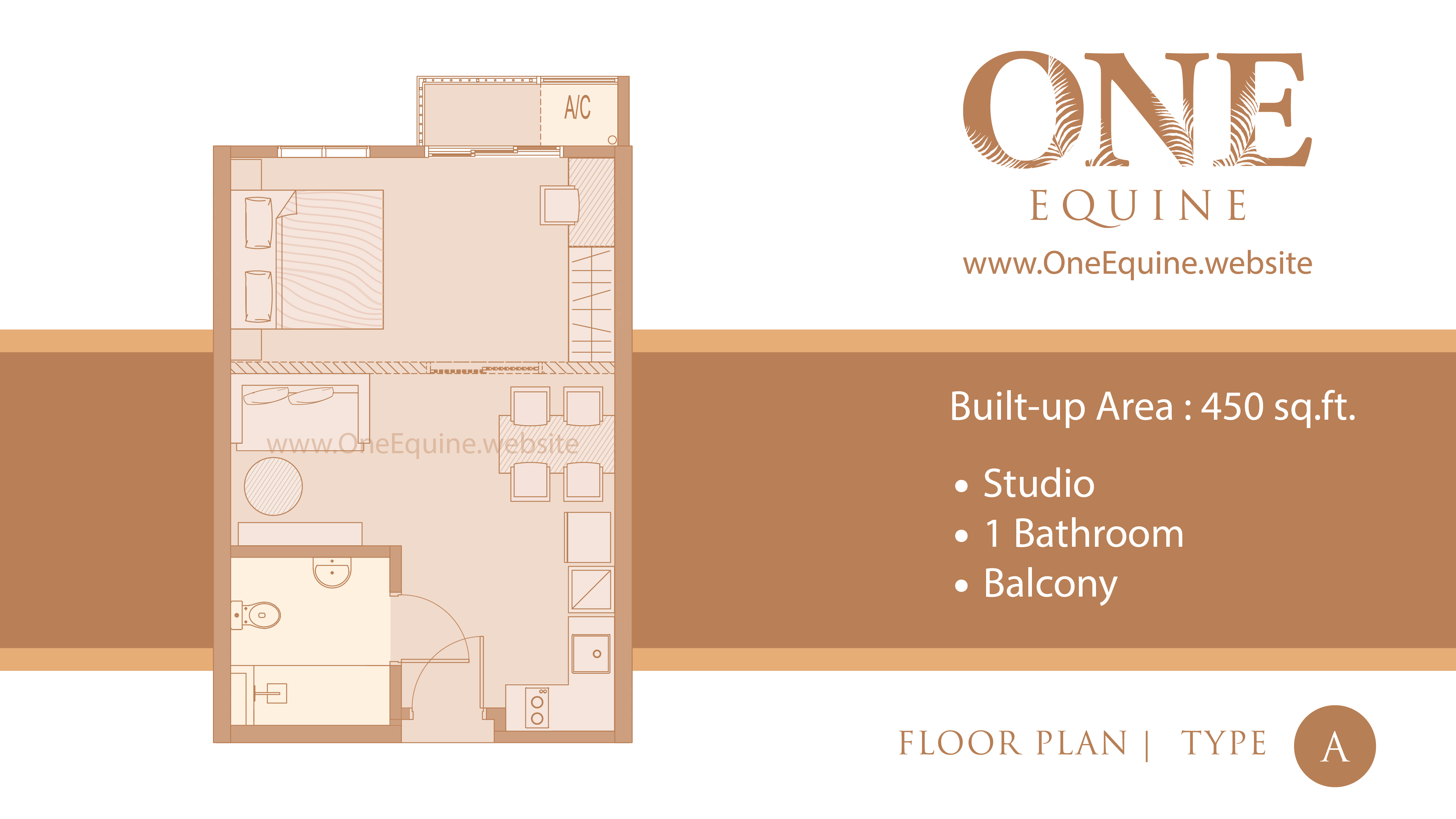 One Equine Park Seri Kembangan - SOHO Studio 1 Bathroom Balcony - Floor Plan Type A - 450 sqft